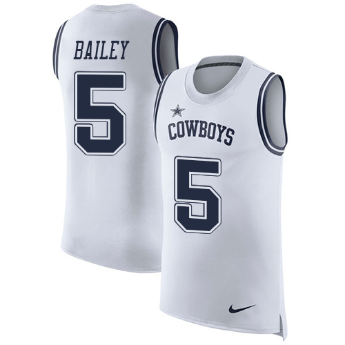 Nike Cowboys #5 Dan Bailey White Men's Stitched NFL Limited Rush Tank Top Jersey
